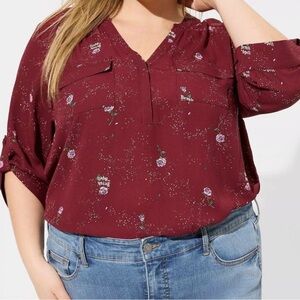 Torrid x Disney Beauty and the Beast Harper 3/4 Sleeve Blouse, Size 3 (22/24)